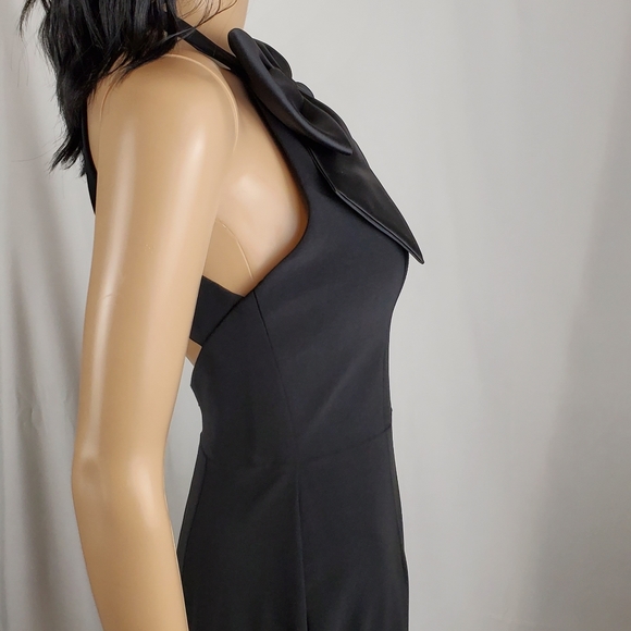 Xscape Bow front keyhole halter neck black dress s - Picture 3 of 8